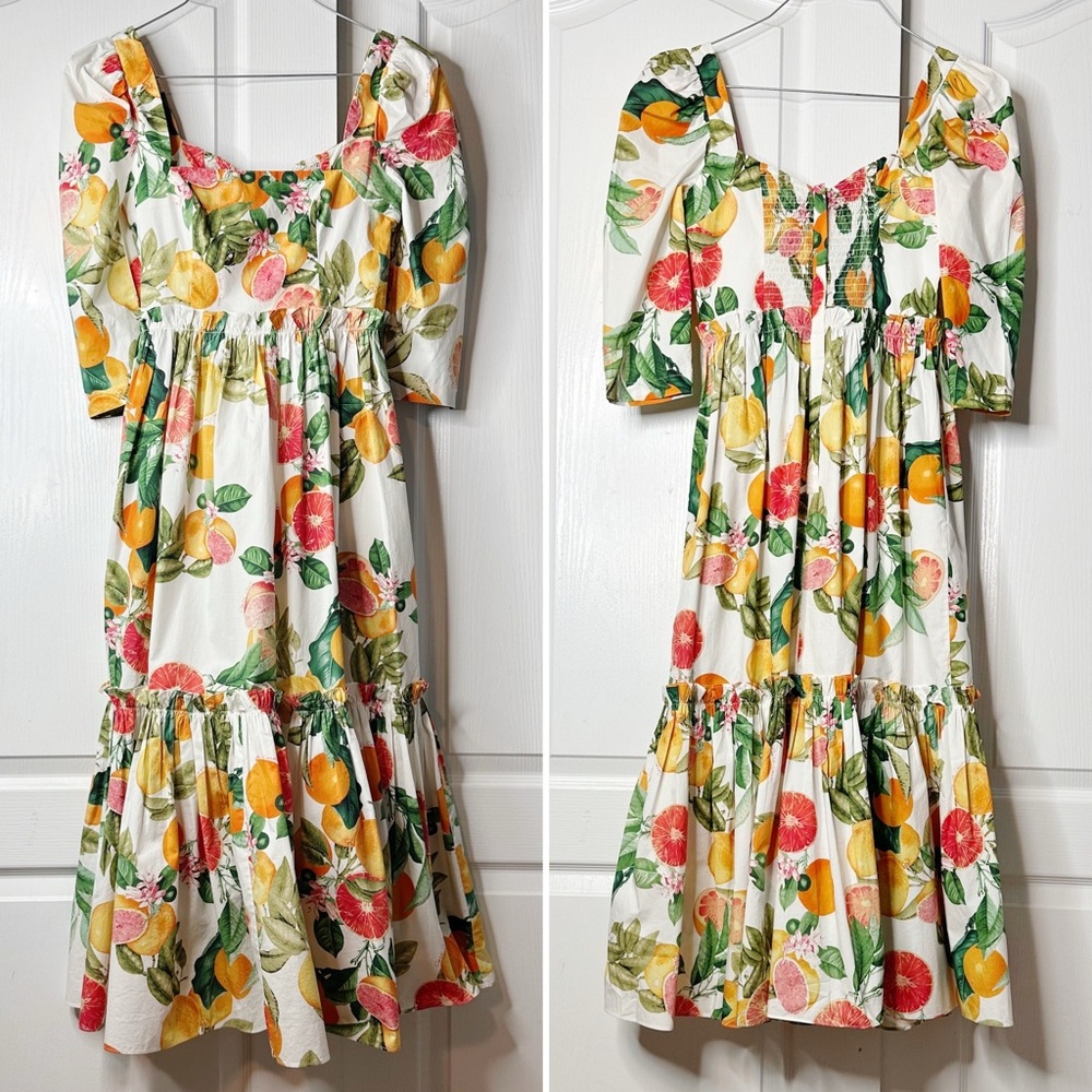 CARA CARA Blue Hill Printed Cotton-Poplin Midi Dress Size 0 - Picture 5 of 16